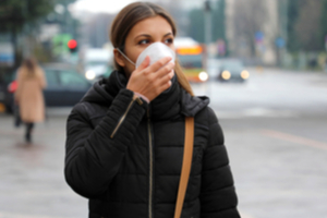 Woman wearing mask