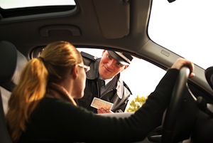 Police officer is doing a traffic check