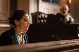 Woman in courtroom